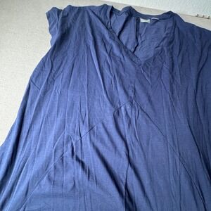 Zim & Zoe Shirt Dress Blue Cotton V-Neck Midi Women's Plus Sz 30/32 Comfy Casual